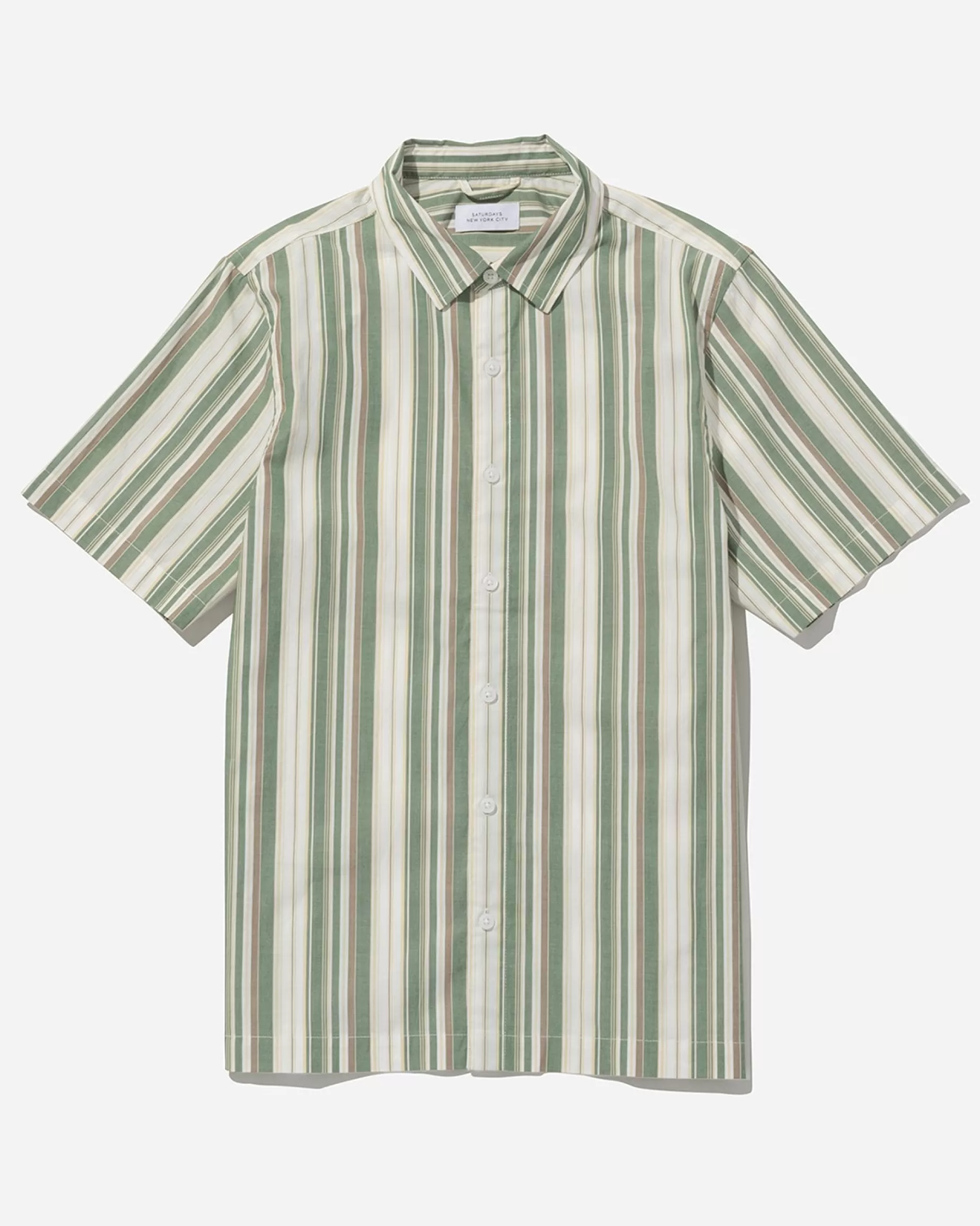 Men Saturdays NYC Bruce Stripe Short Sleeve Shirt