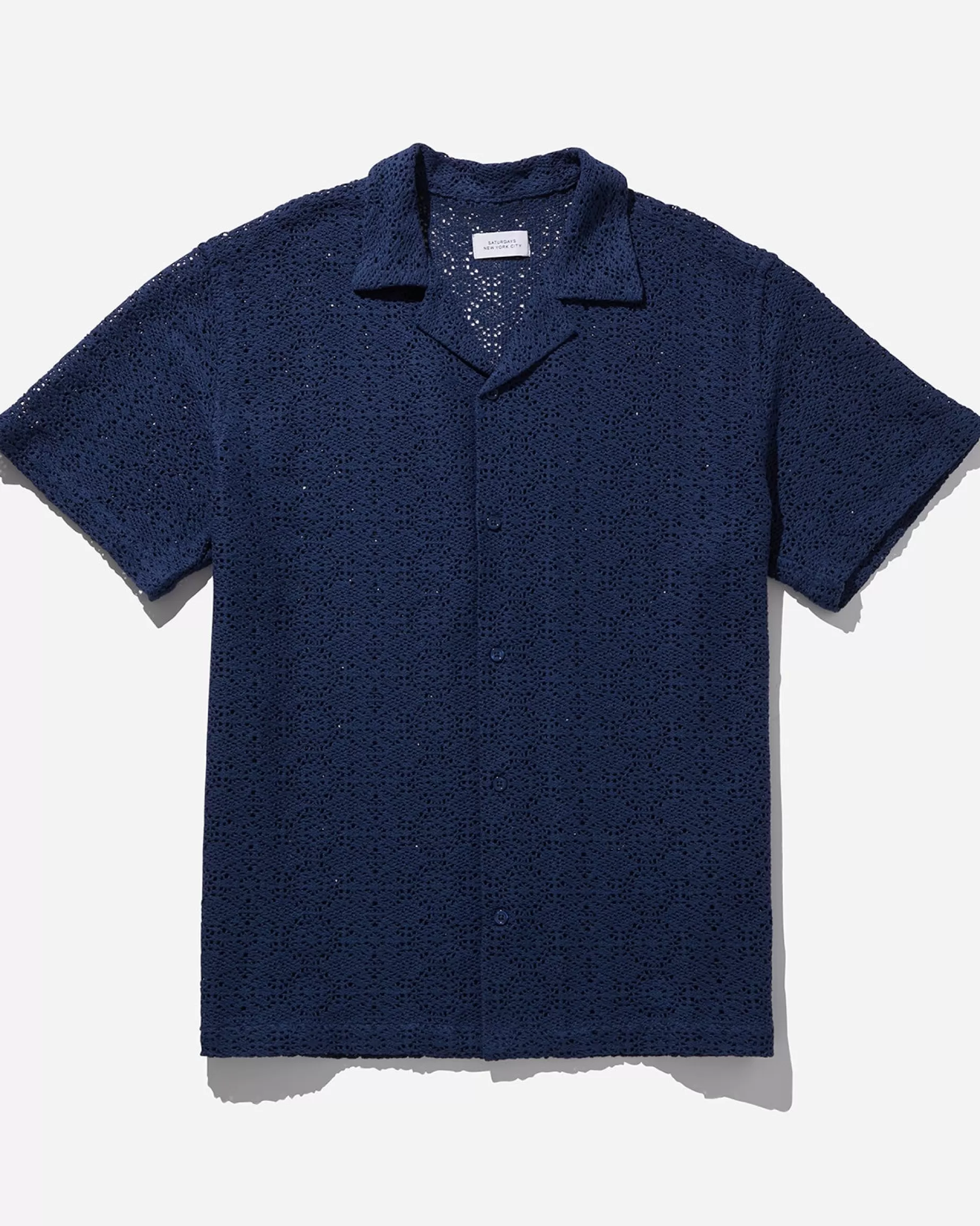 Men Saturdays NYC Canty Cotton Mesh Short Sleeve Shirt