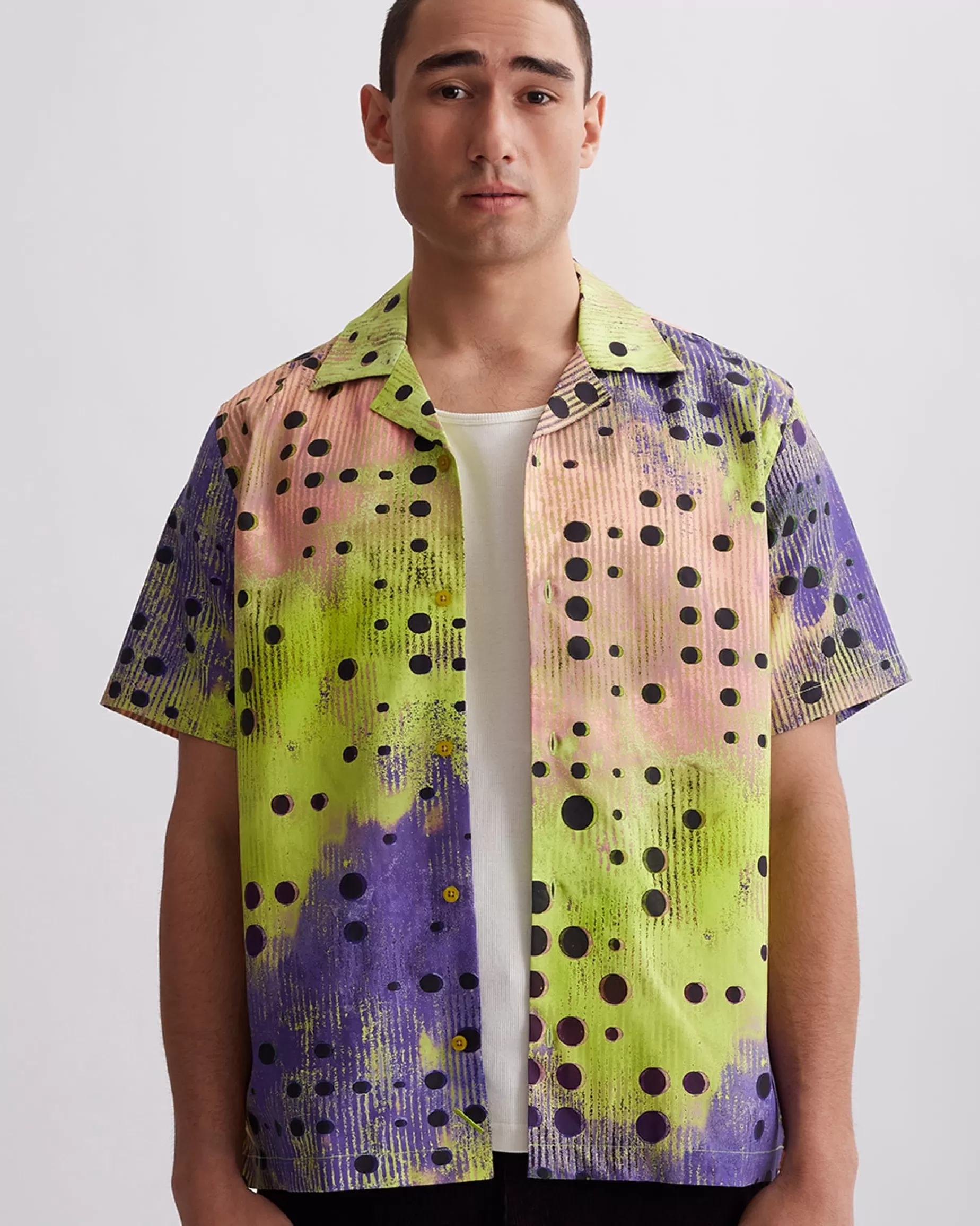 Men Saturdays NYC Canty Dots Short Sleeve Shirt