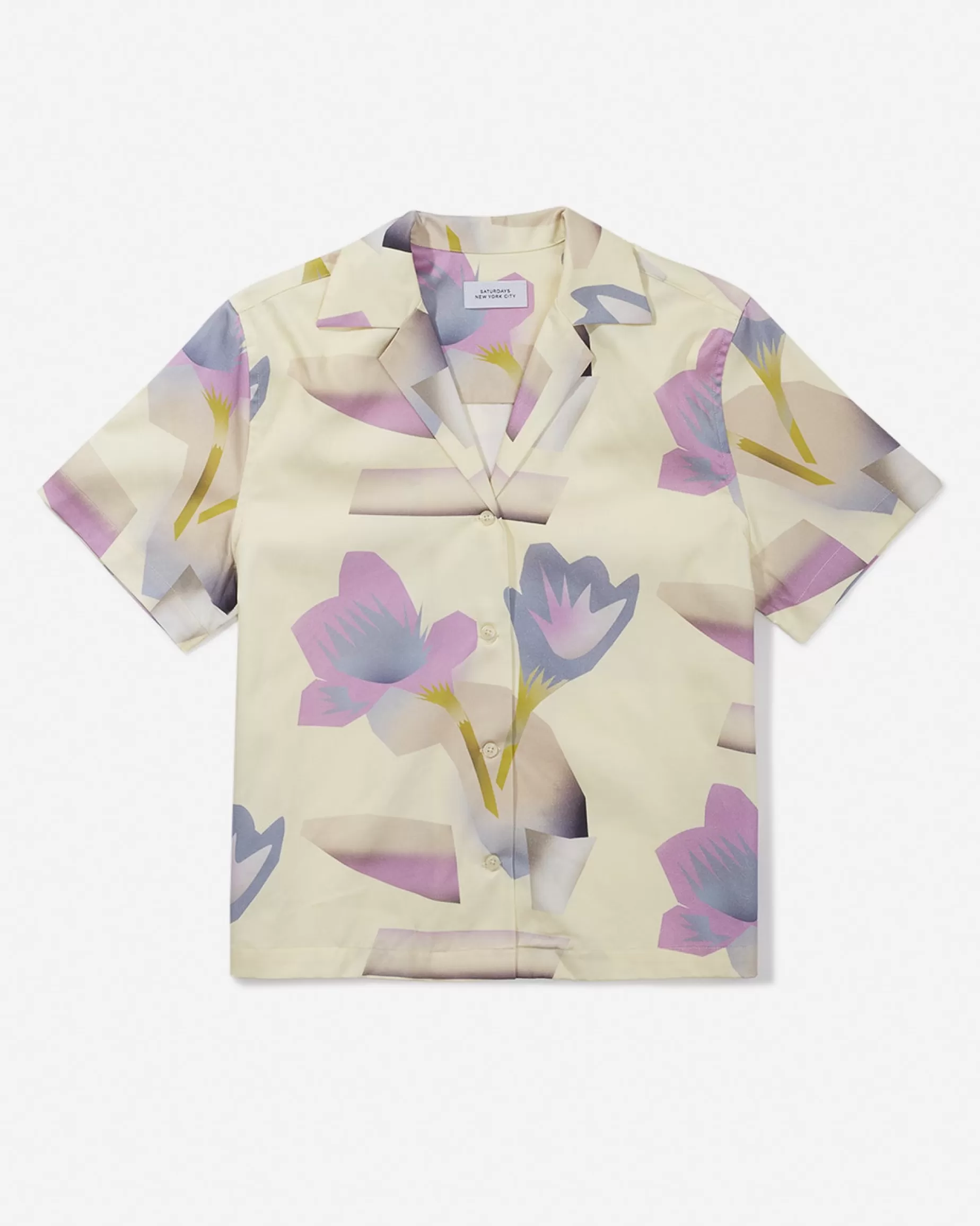 Women Saturdays NYC Dani Lagoon Blooms Camp Collar Short Sleeve Shirt