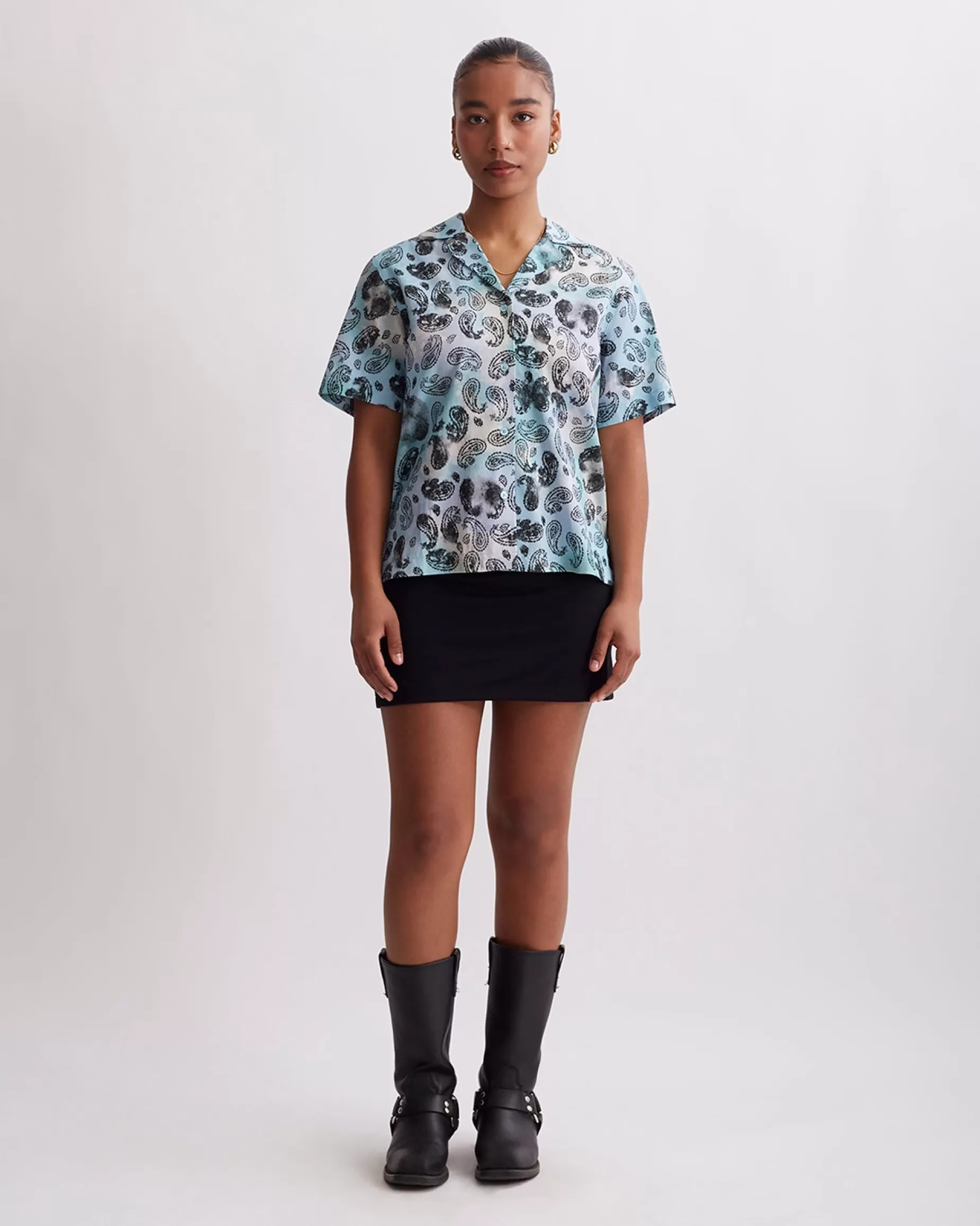 Women Saturdays NYC Dani Paisley Short Sleeve Shirt