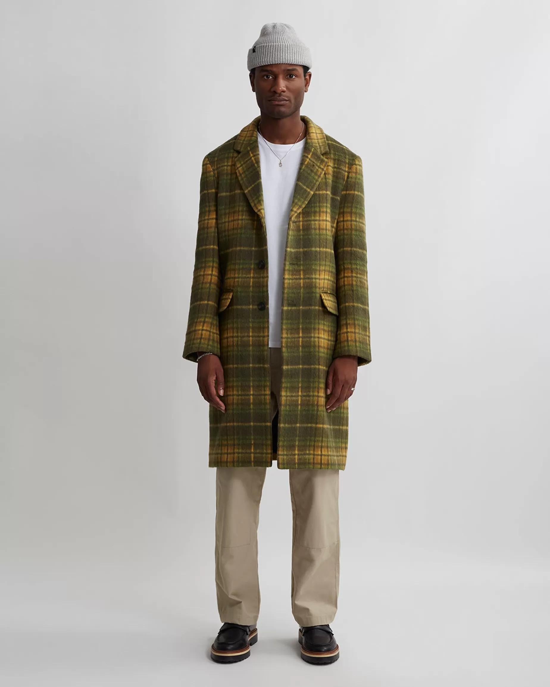 Men Saturdays NYC Morgan Plaid Overcoat