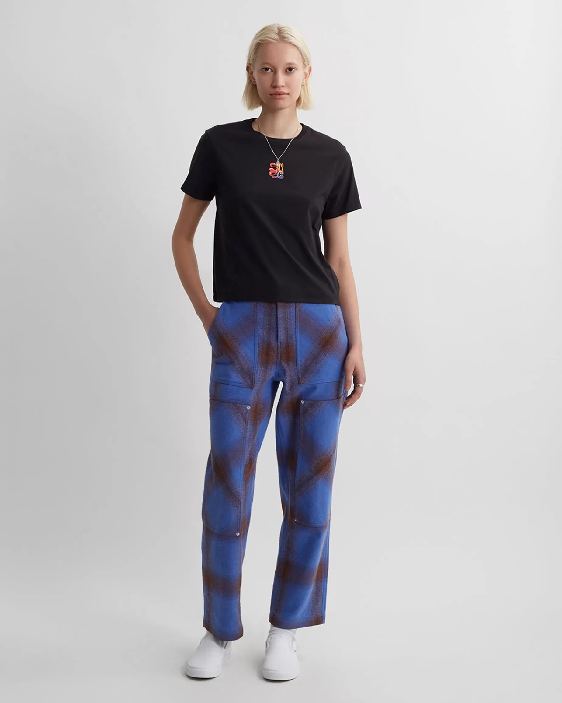 Women Saturdays NYC Mulberry Plaid Workwear Pant