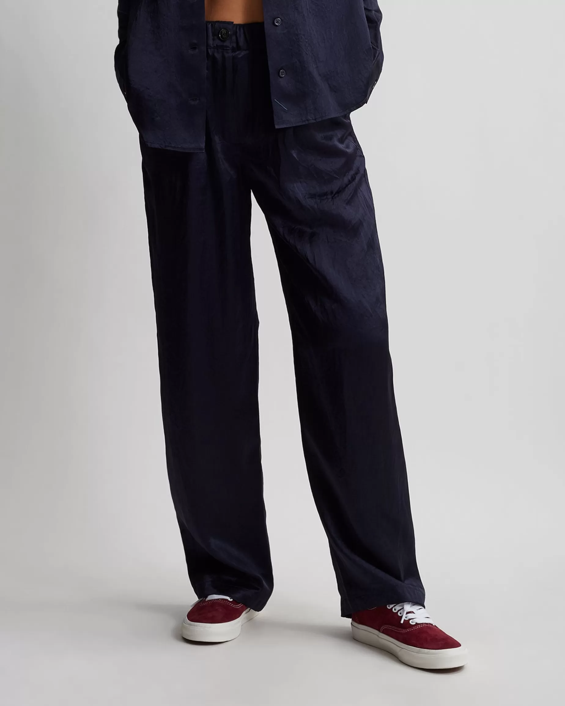 Women Saturdays NYC Palmetto Crinkled Satin Trousers