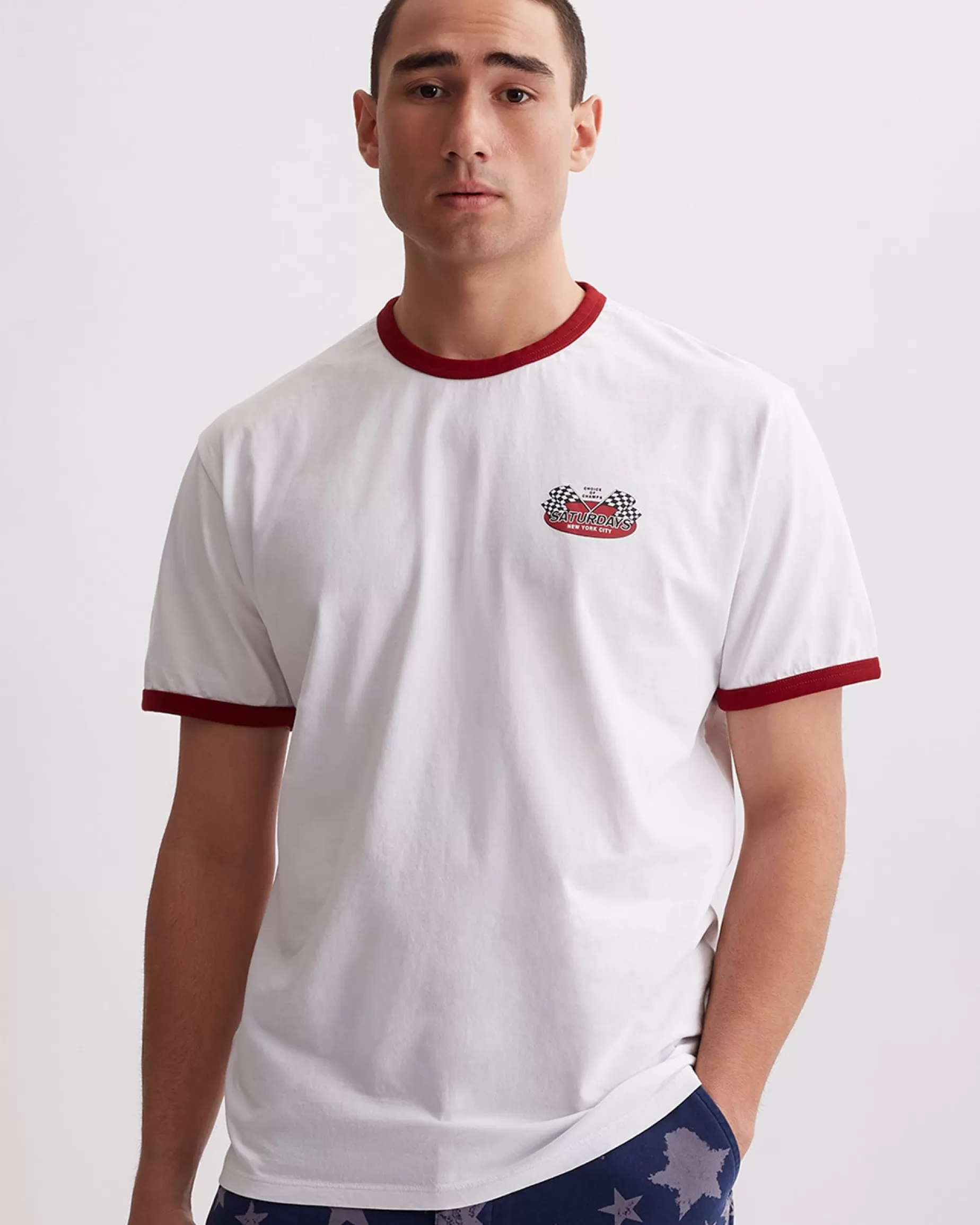 Men Saturdays NYC Ringer Short Sleeve Tee