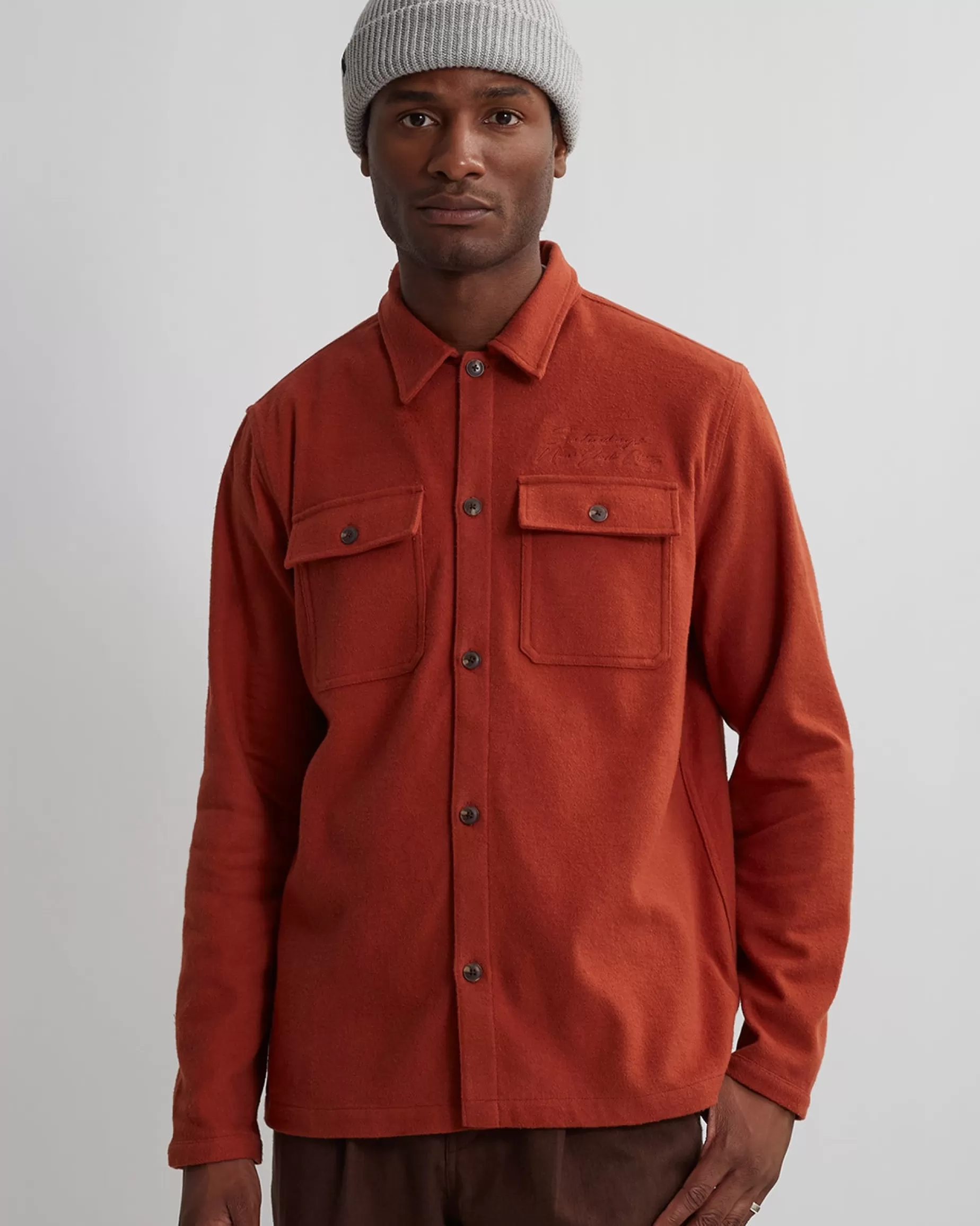 Men Saturdays NYC Ryan Solid Flannel Workshirt