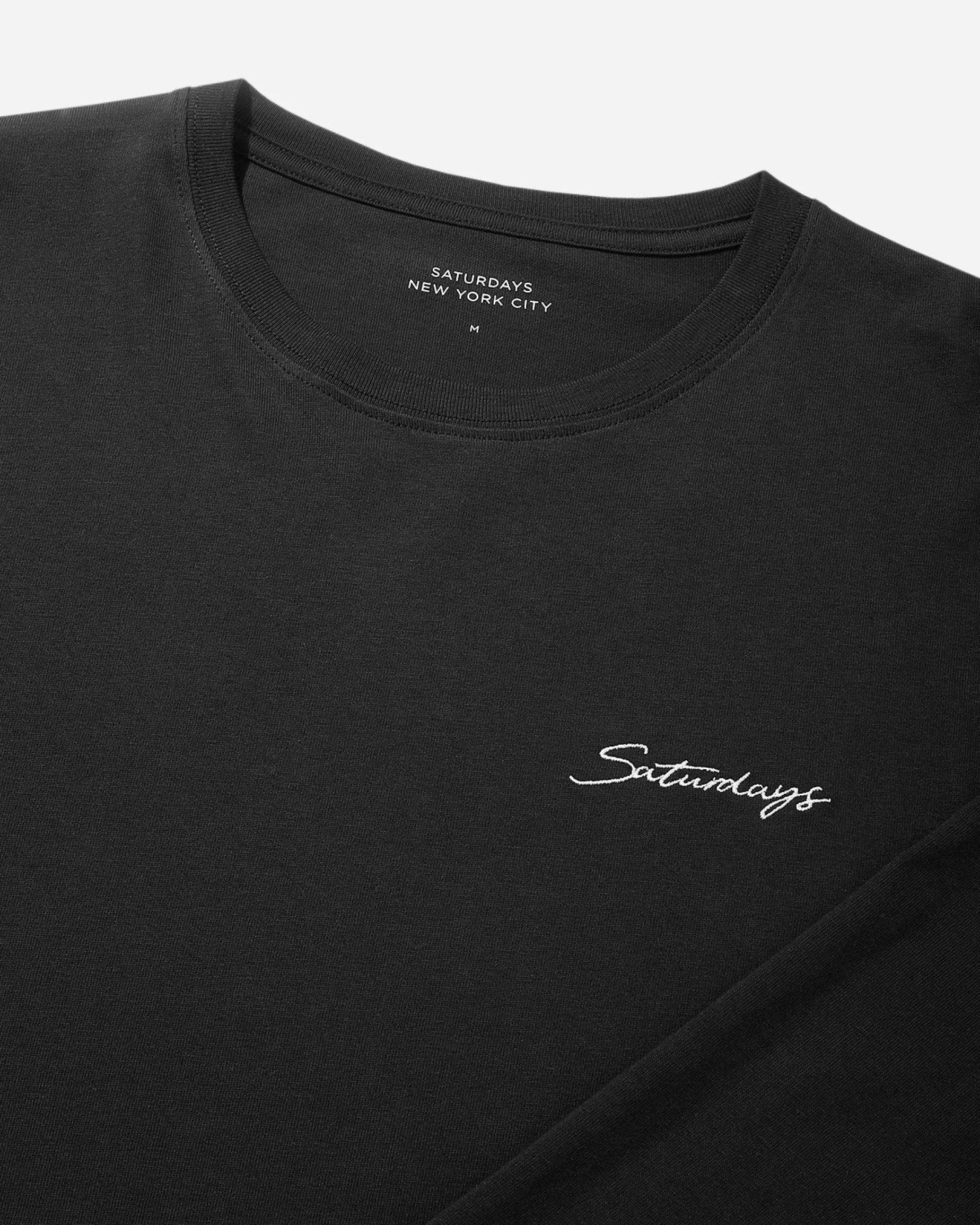 Men Saturdays NYC Script Embroidered Standard Long Sleeve Tee