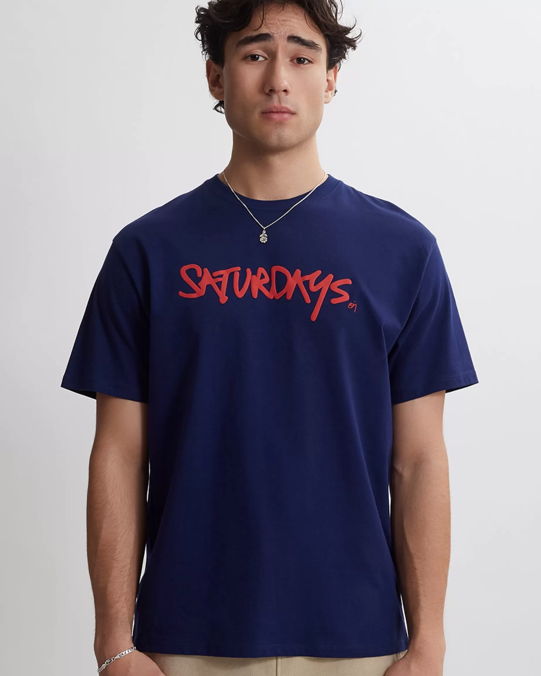 Men Saturdays NYC Signature Logo Standard Short Sleeve Tee