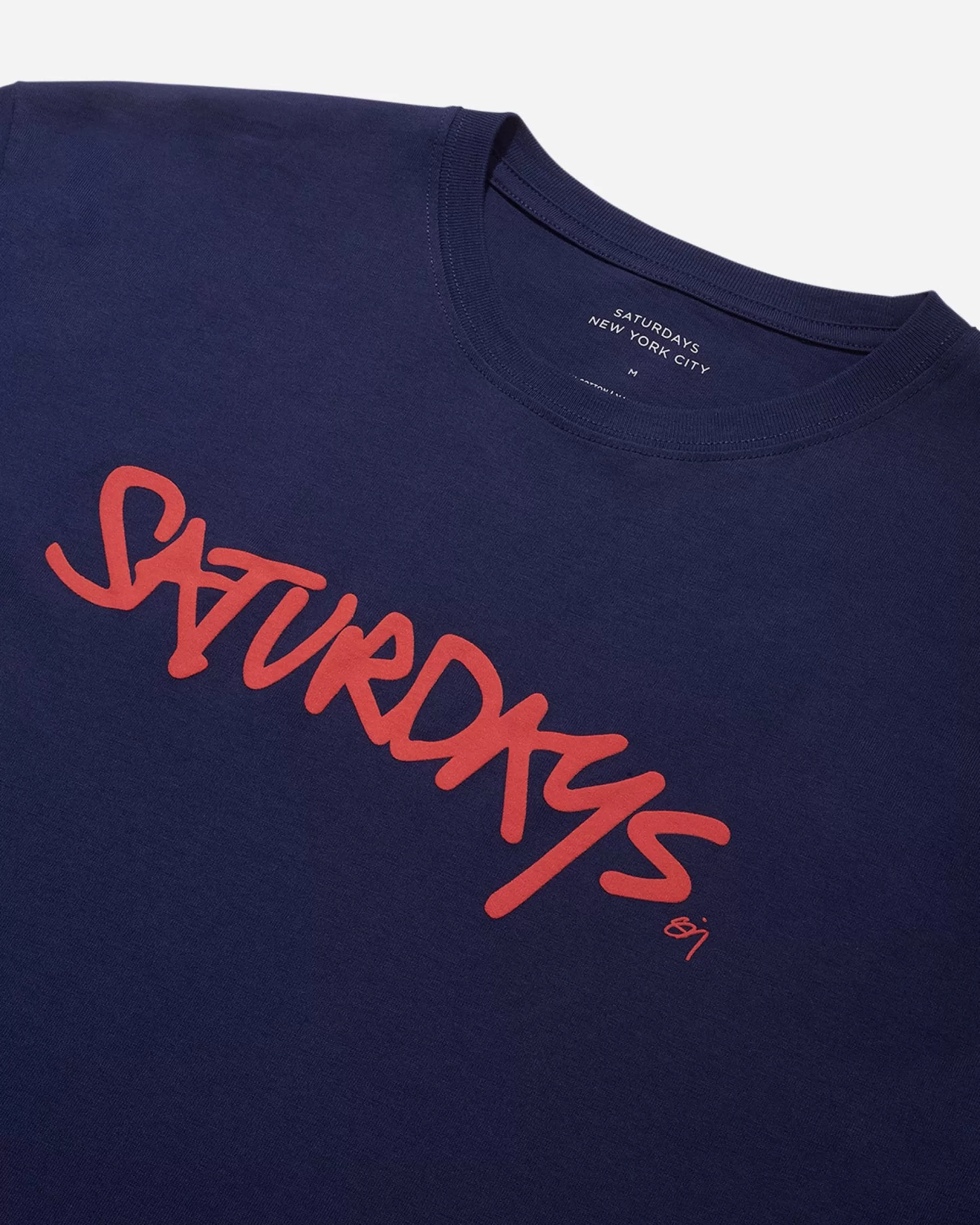 Men Saturdays NYC Signature Logo Standard Short Sleeve Tee