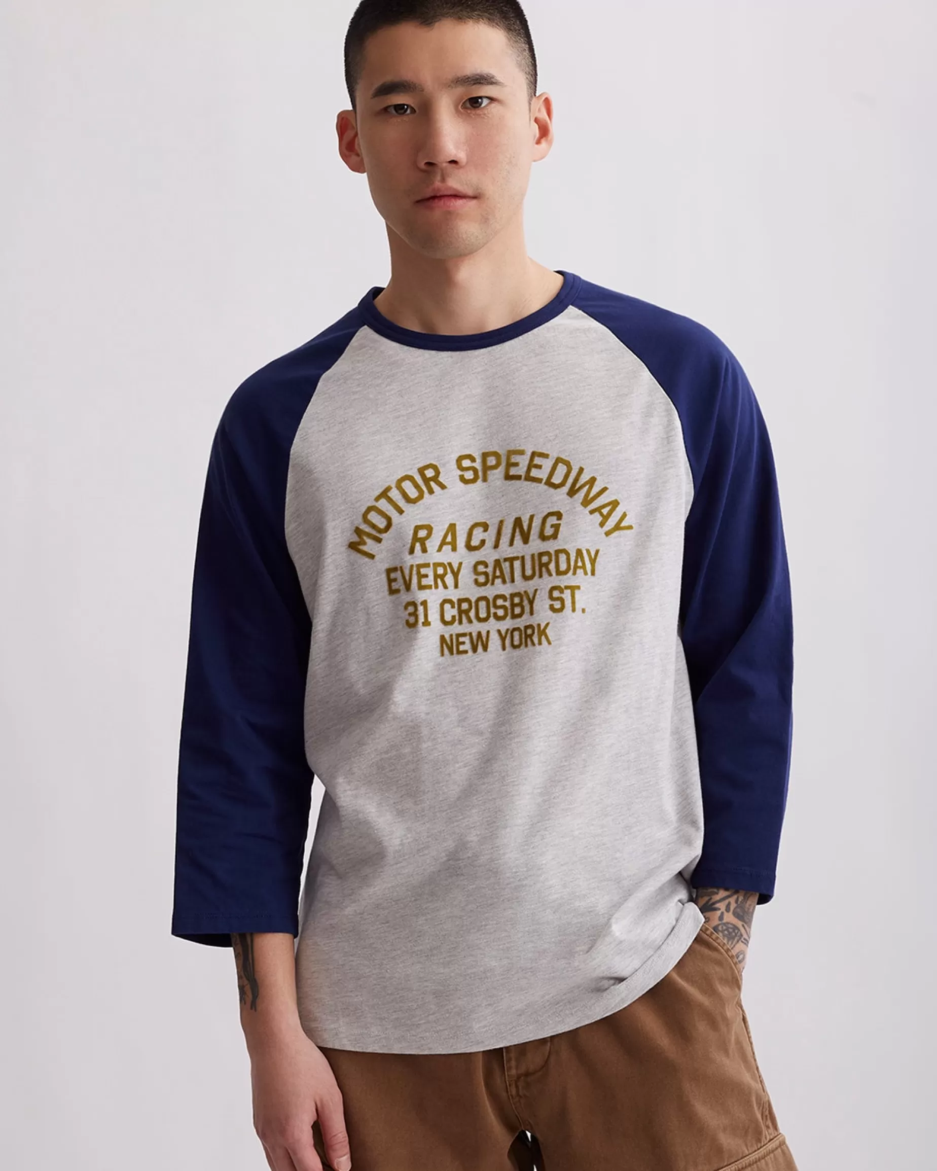 Men Saturdays NYC Speedway Baseball Tee